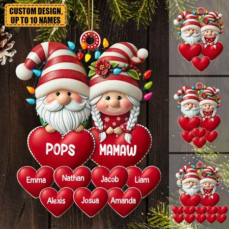 Personalized Christmas Grandpa and Grandma Family Ornament - Customizable with Up to 10 Names, Perfect Holiday Gift for the Whole Family
